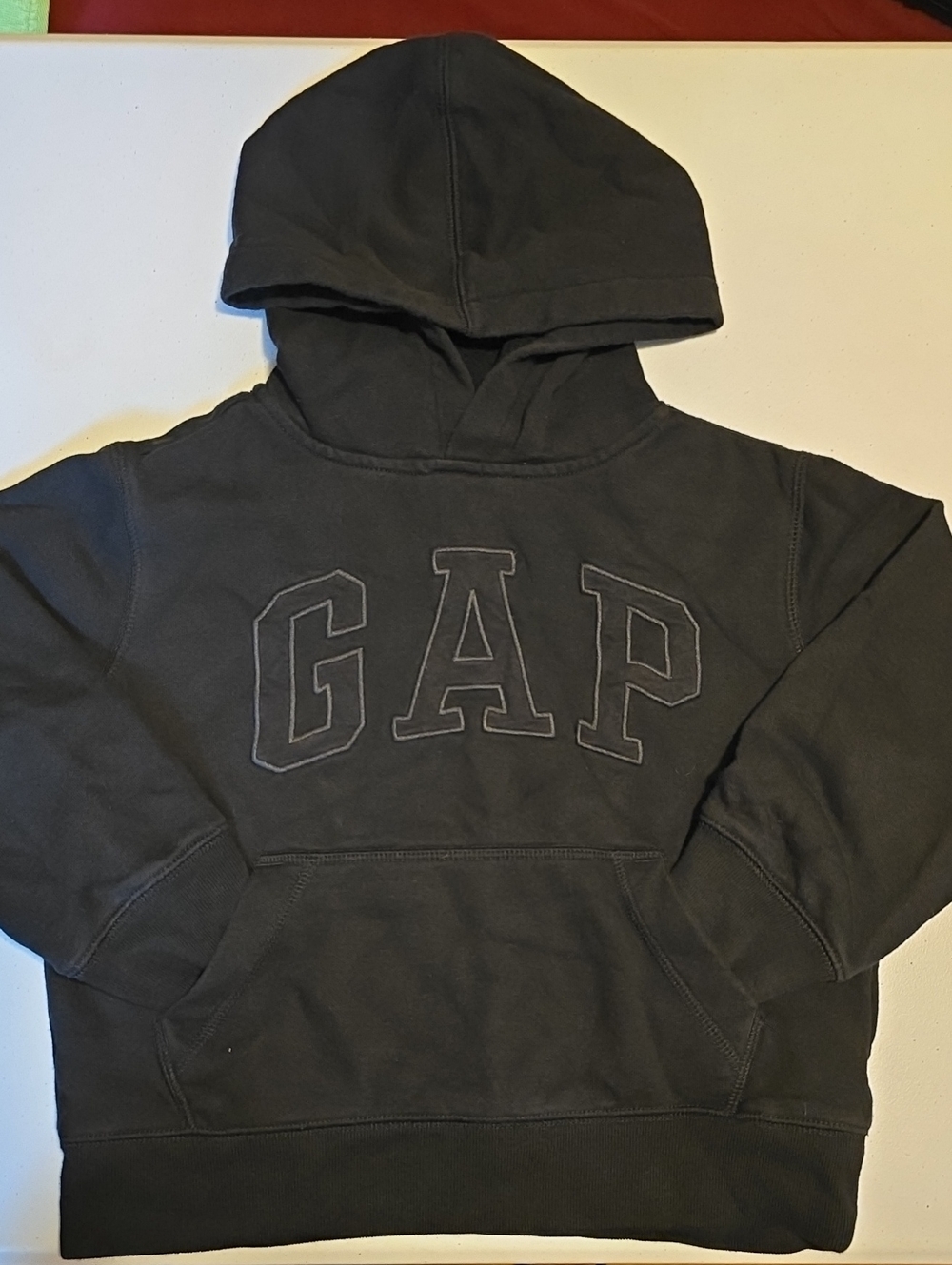 GAP Kids Charcoal Black Pullover Hoodie with Embroidered Logo